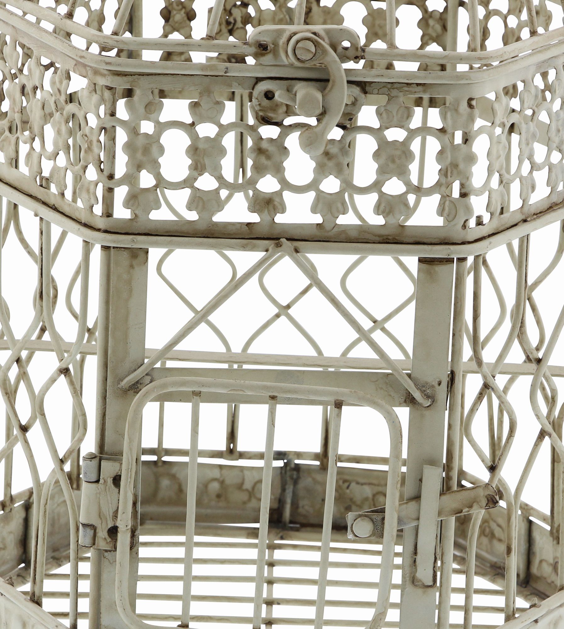 Image 3 Dovesong Cream Metal Birdcages w/ Closure and Hook Set of 2 more views