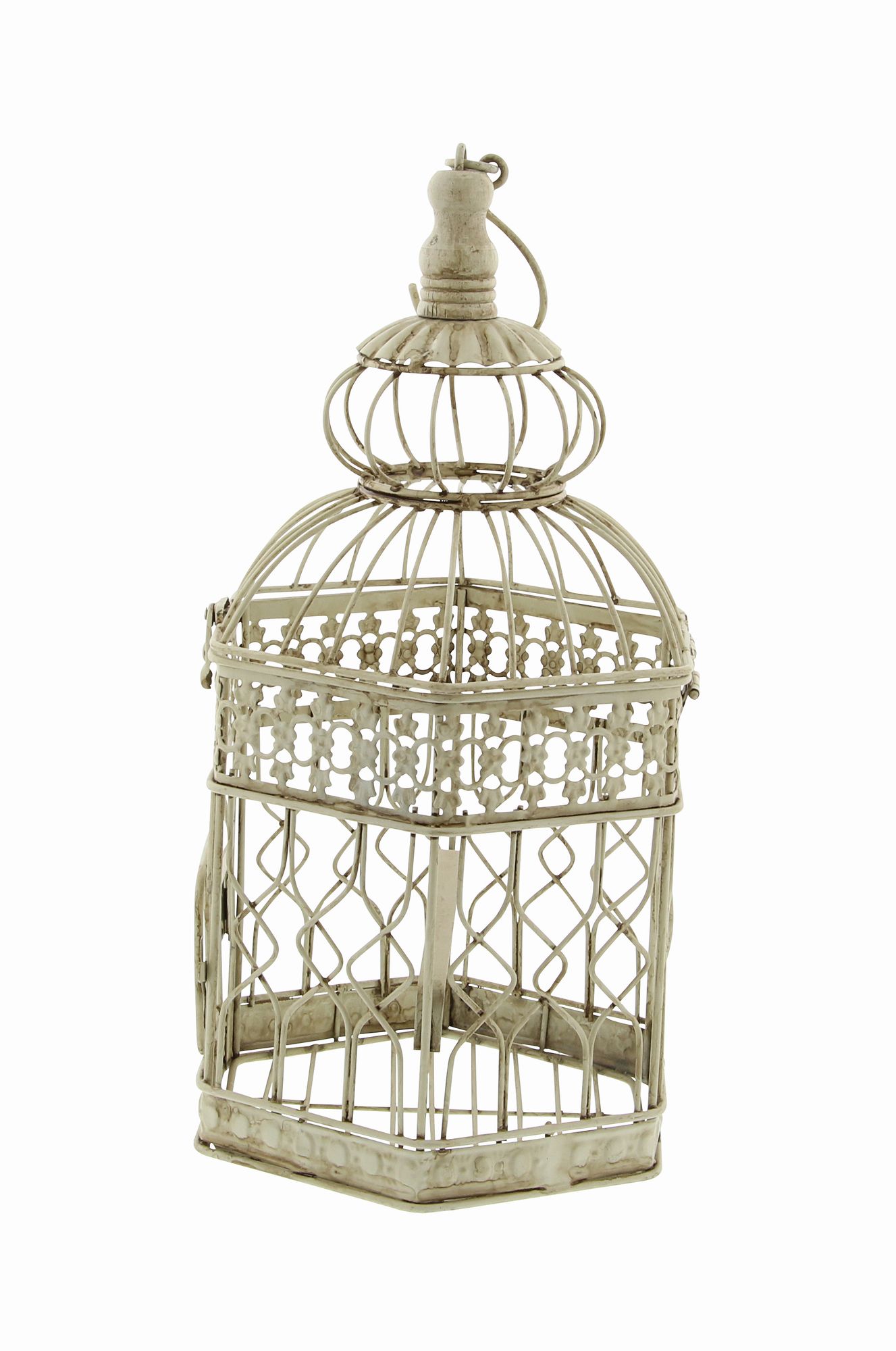 Image 4 Dovesong Cream Metal Birdcages w/ Closure and Hook Set of 2 more views