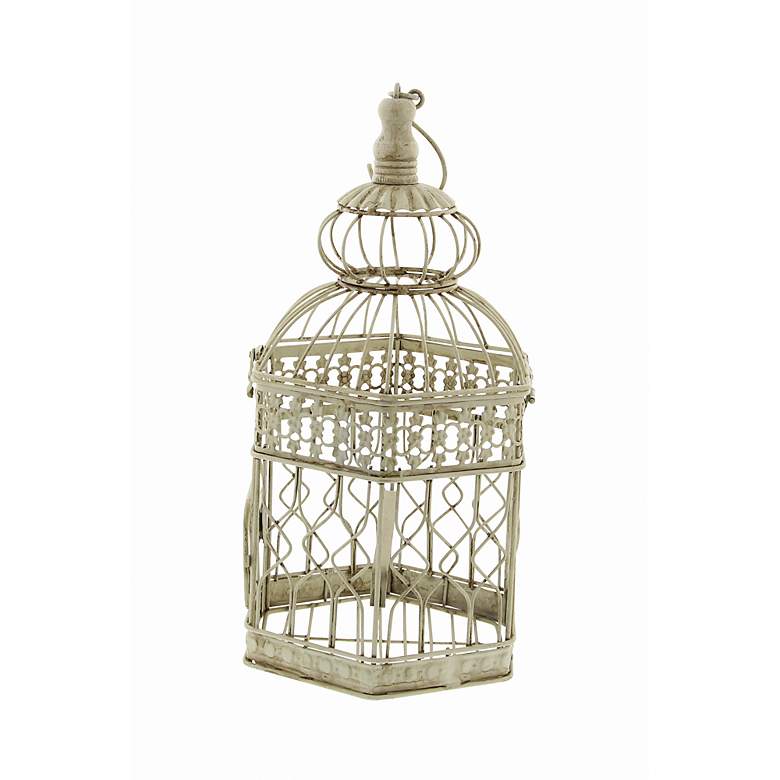 Image 4 Dovesong Cream Metal Birdcages w/ Closure and Hook Set of 2 more views