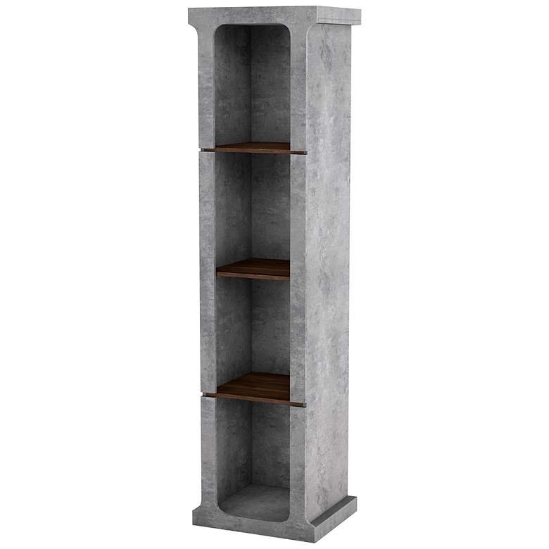 Image 6 Dowler 19 3/4" Wide Cement Wood 4-Shelf TV Tower more views