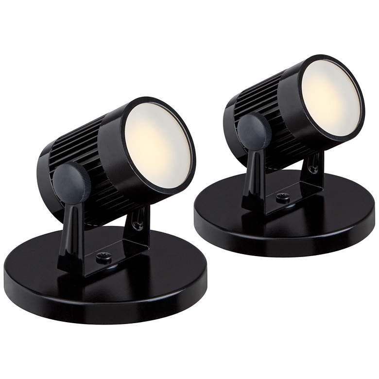 Image 1 Downey 2 3/4" High LED Mini-Uplight in Black Set of Two