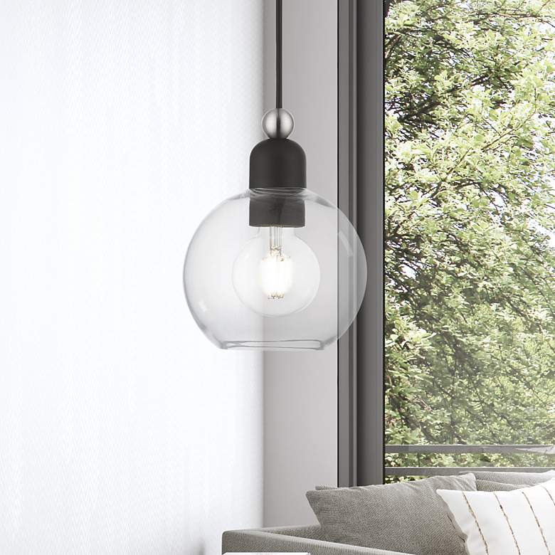Image 1 Downtown 1 Light Black Sphere Mini Pendant