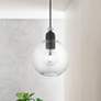 Thumbnail1 of Downtown 1 Light Black Sphere Pendant with Brushed Nickel Accents
