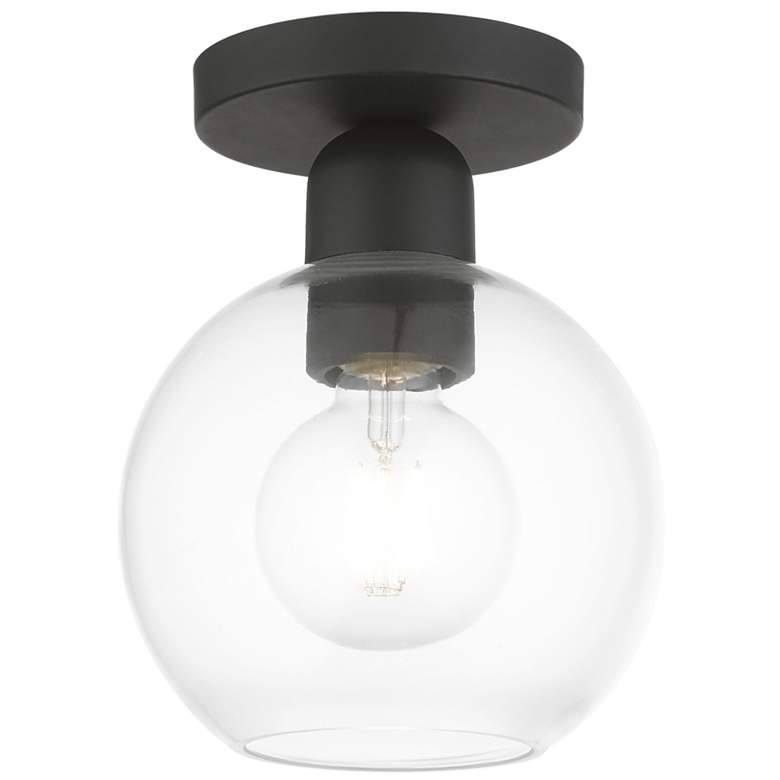 Image 1 Downtown 1 Light Black Sphere Semi-Flush