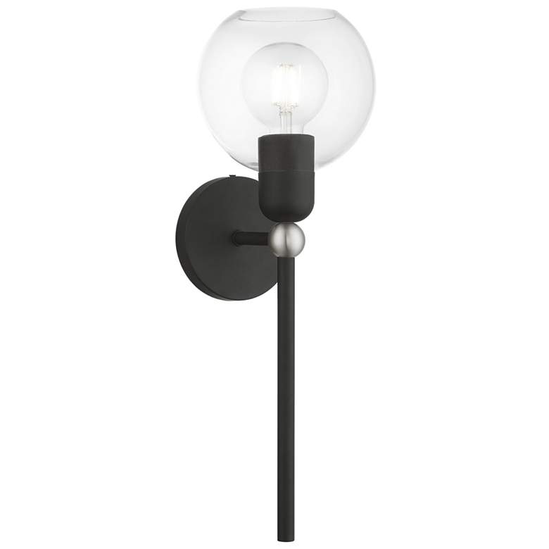 Image 1 Downtown 1 Light Black with Brushed Nickel Accent Sphere Single Sconce