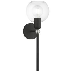 Downtown 1 Light Black with Brushed Nickel Accent Sphere Single Sconce