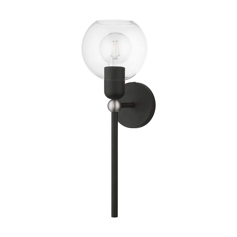 Image 3 Downtown 1 Light Black with Brushed Nickel Accent Sphere Single Sconce more views