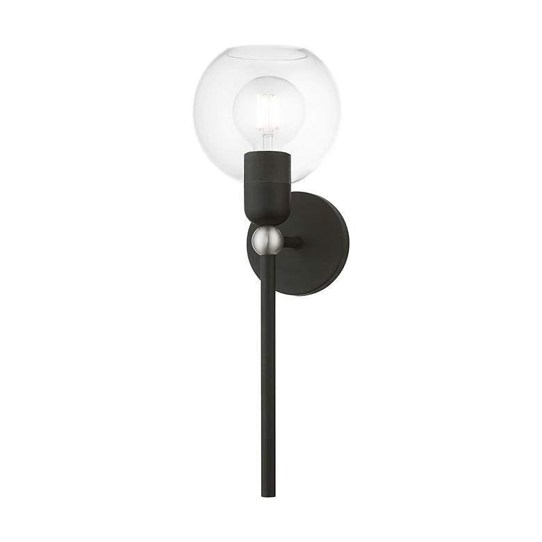 Image 5 Downtown 1 Light Black with Brushed Nickel Accent Sphere Single Sconce more views