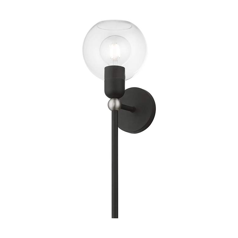 Image 6 Downtown 1 Light Black with Brushed Nickel Accent Sphere Single Sconce more views