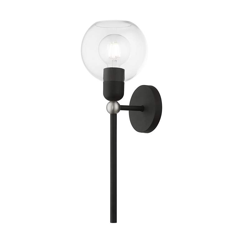 Image 7 Downtown 1 Light Black with Brushed Nickel Accent Sphere Single Sconce more views