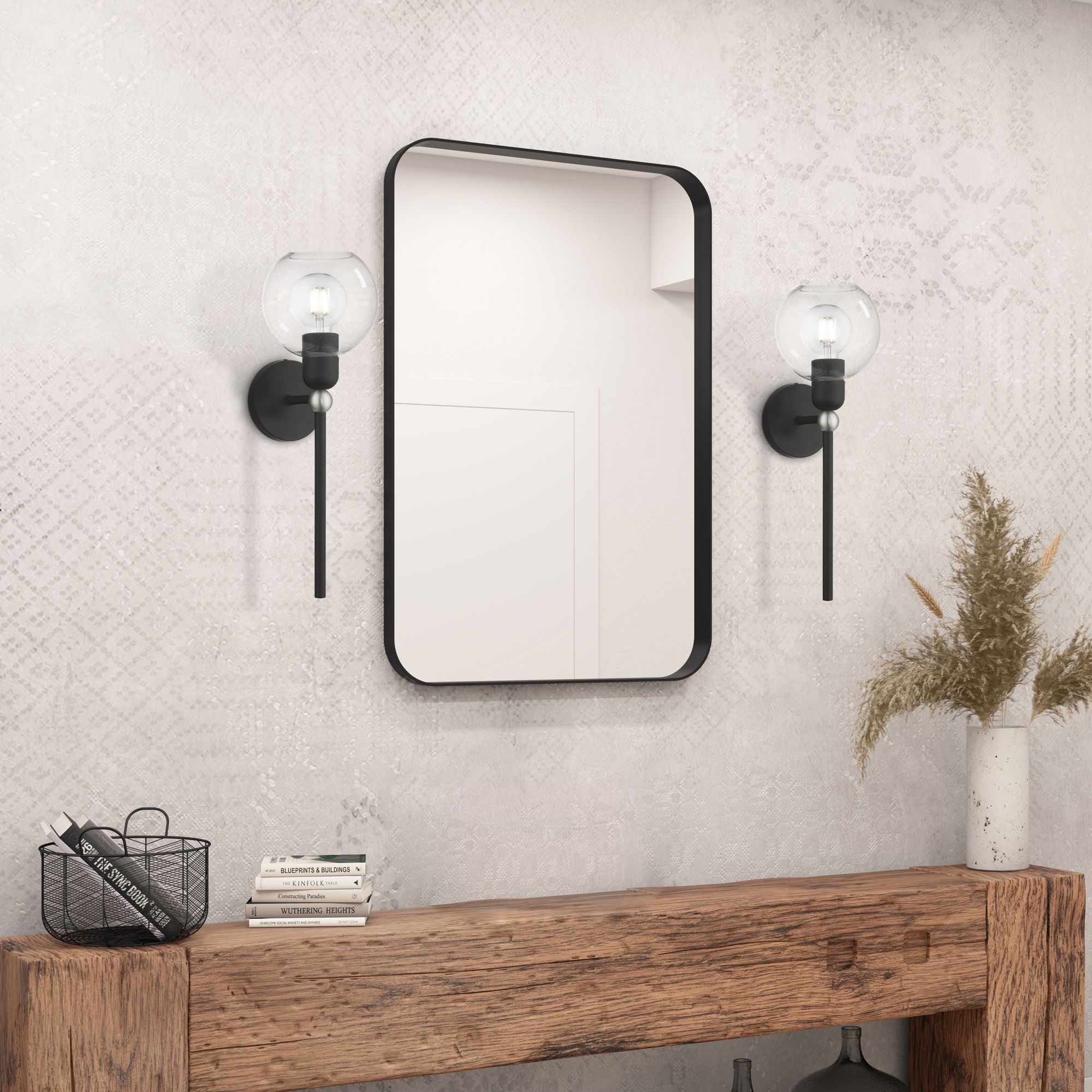 Downtown 1 Light Black with Brushed Nickel Accent Sphere Single Sconce