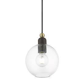 Image5 of Downtown 1 Light Bronze Sphere Pendant with Antique Brass Accents more views