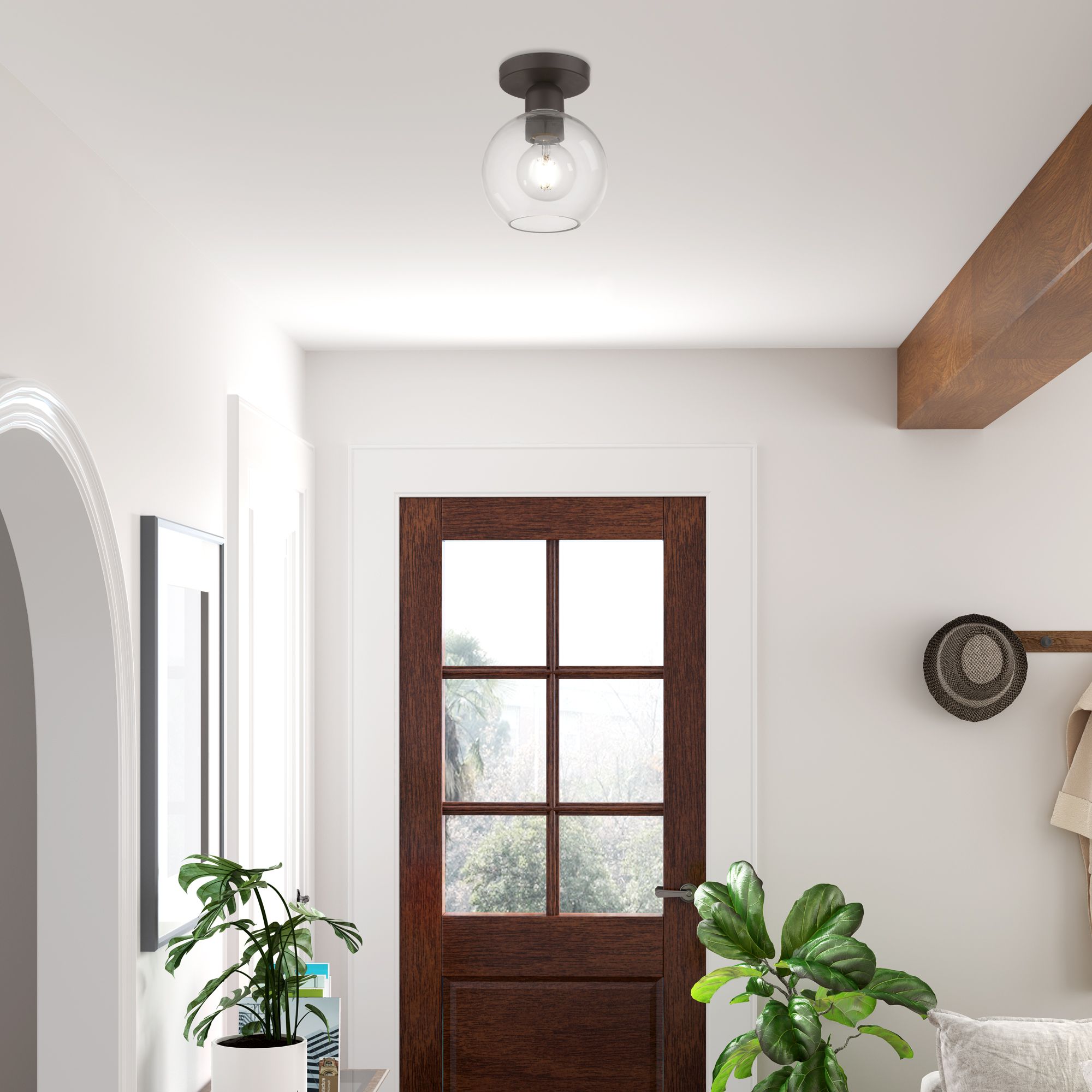 Downtown 1 Light Bronze Sphere Semi-Flush