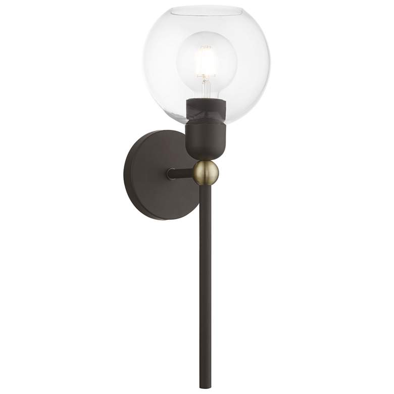 Image 1 Downtown 1 Light Bronze with Antique Brass Accents Sphere Single Sconce