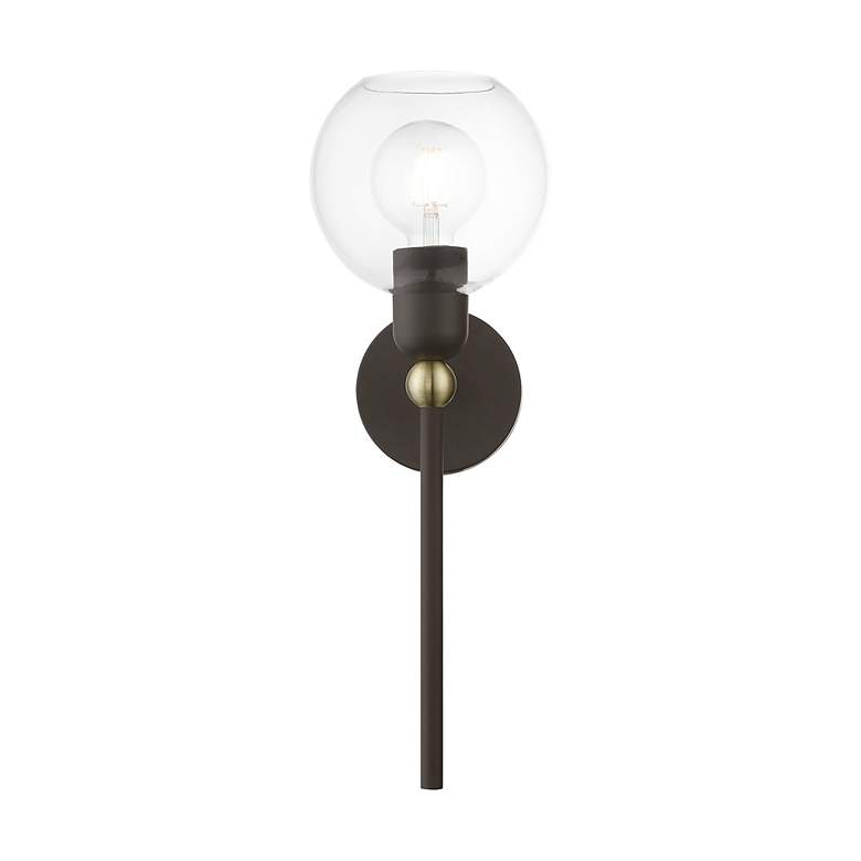Image 4 Downtown 1 Light Bronze with Antique Brass Accents Sphere Single Sconce more views