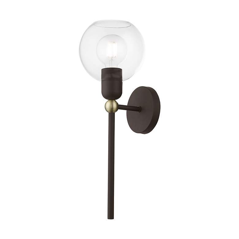 Image 7 Downtown 1 Light Bronze with Antique Brass Accents Sphere Single Sconce more views