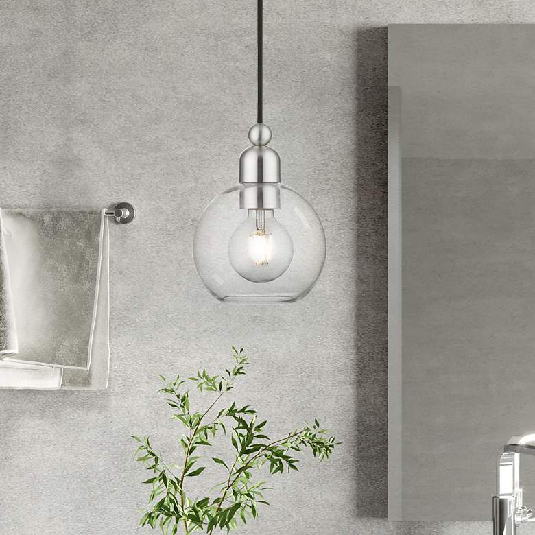 Image 1 Downtown 1 Light Brushed Nickel Sphere Mini Pendant