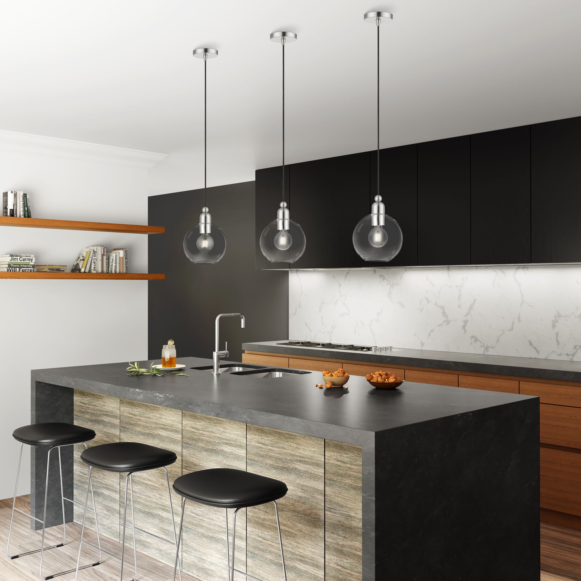 Downtown 1 Light Brushed Nickel Sphere Pendant