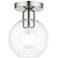 Downtown 1 Light Brushed Nickel Sphere Semi-Flush