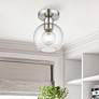 1_Downtown 1 Light Brushed Nickel Sphere Semi-Flush