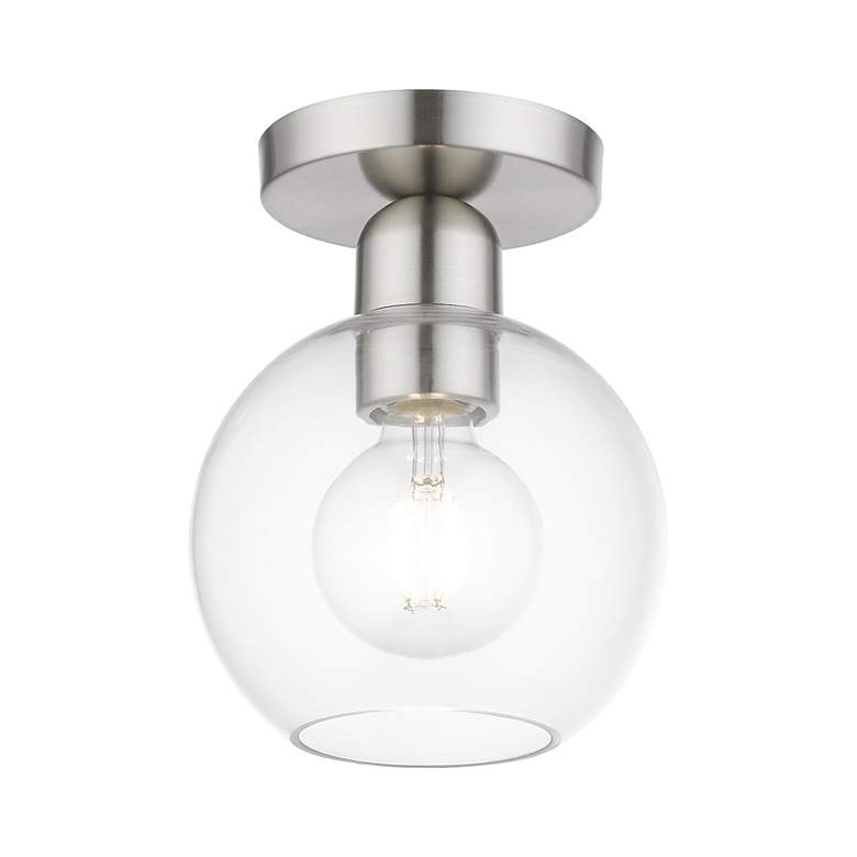 Image 4 Downtown 1 Light Brushed Nickel Sphere Semi-Flush more views