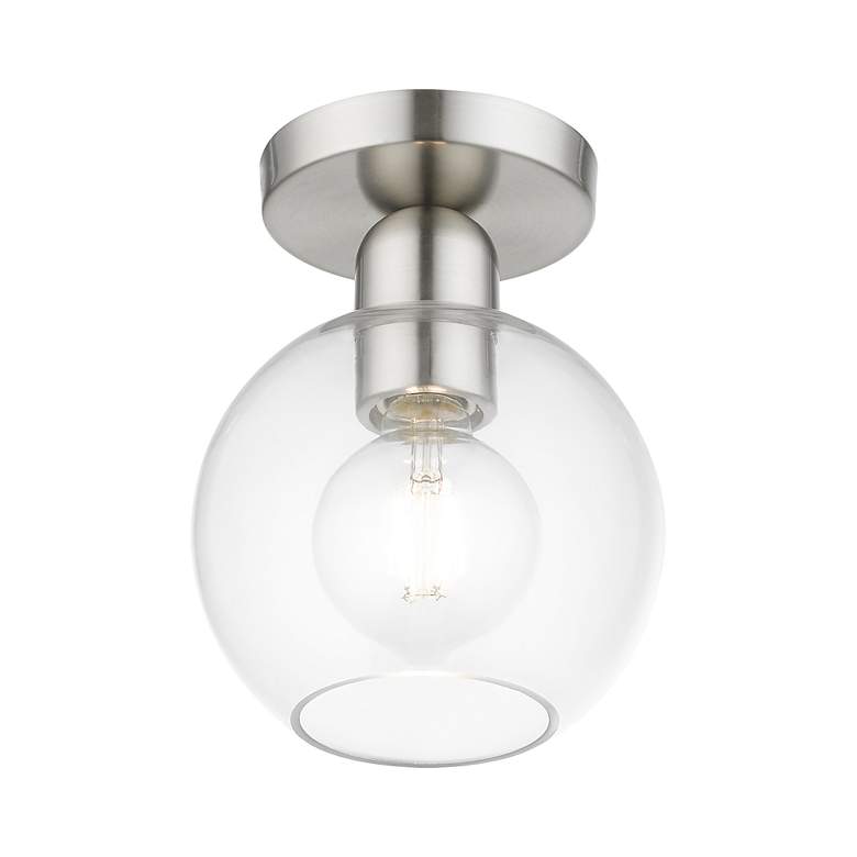 Image 5 Downtown 1 Light Brushed Nickel Sphere Semi-Flush more views