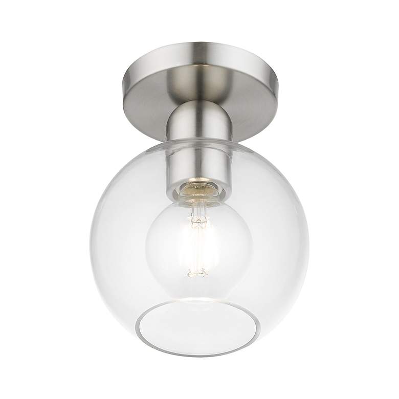 Image 6 Downtown 1 Light Brushed Nickel Sphere Semi-Flush more views
