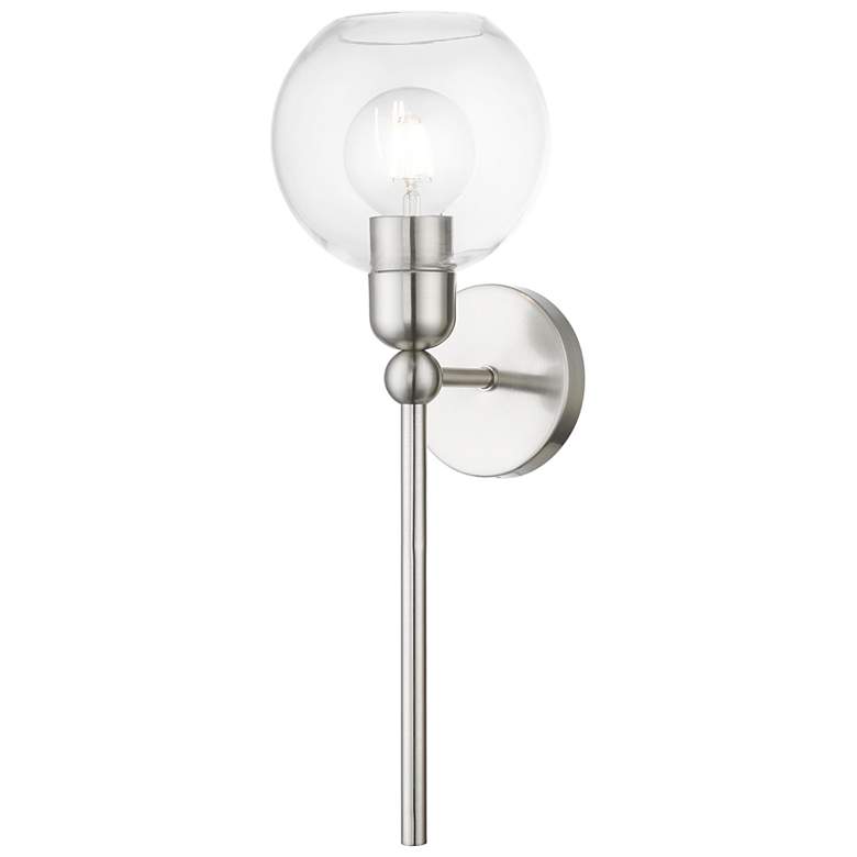 Image 2 Downtown 1 Light Brushed Nickel Sphere Single Sconce