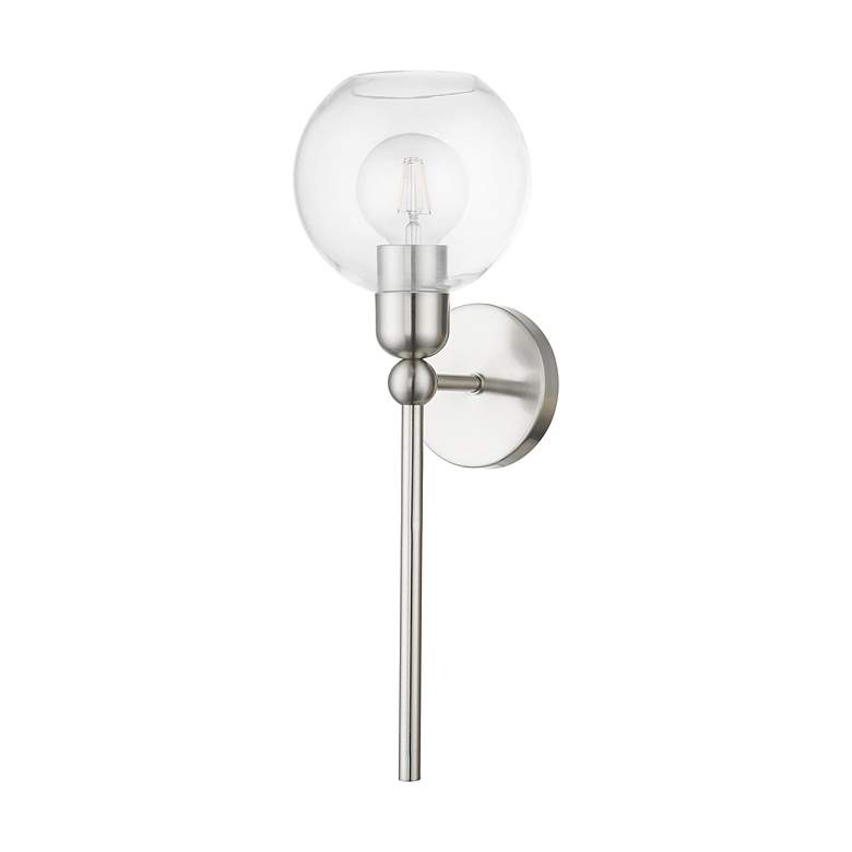 Image 3 Downtown 1 Light Brushed Nickel Sphere Single Sconce more views