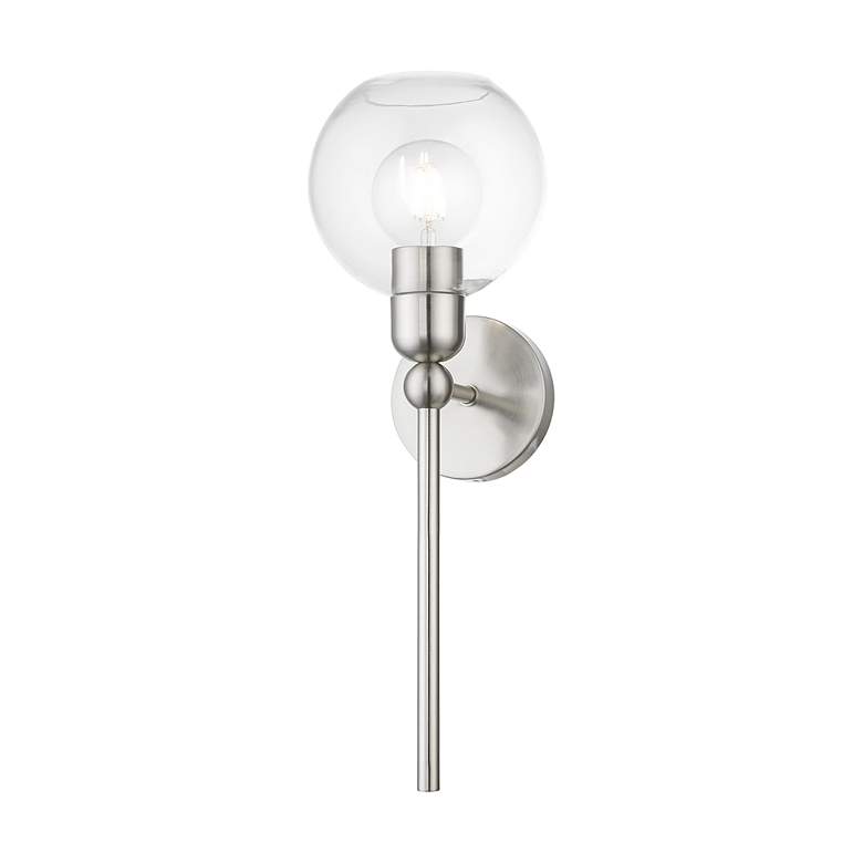 Image 5 Downtown 1 Light Brushed Nickel Sphere Single Sconce more views