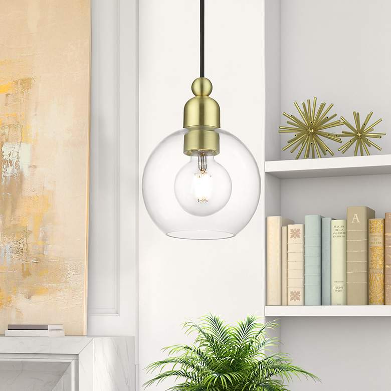 Image 1 Downtown 1 Light Satin Brass Sphere Mini Pendant