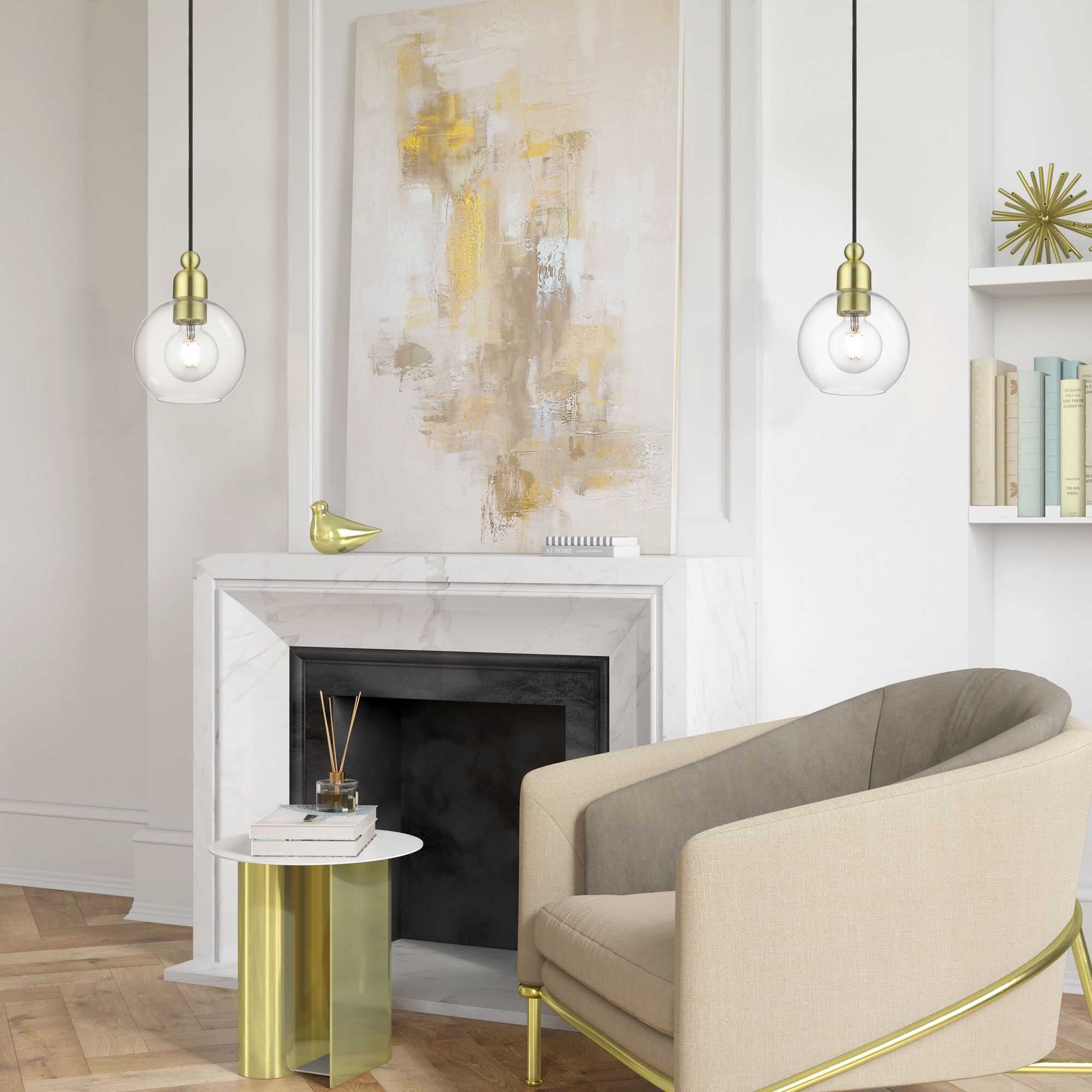 Downtown 1 Light Satin Brass Sphere Mini Pendant