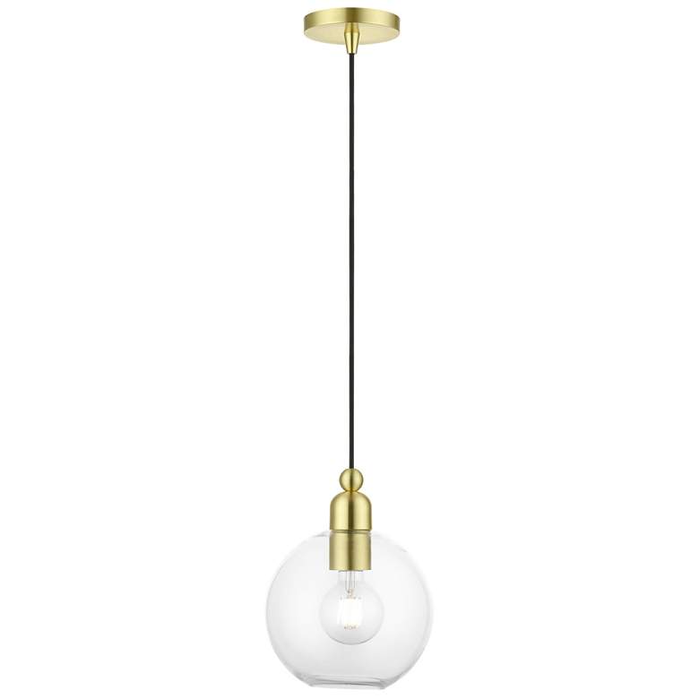 Image 1 Downtown 1 Light Satin Brass Sphere Pendant