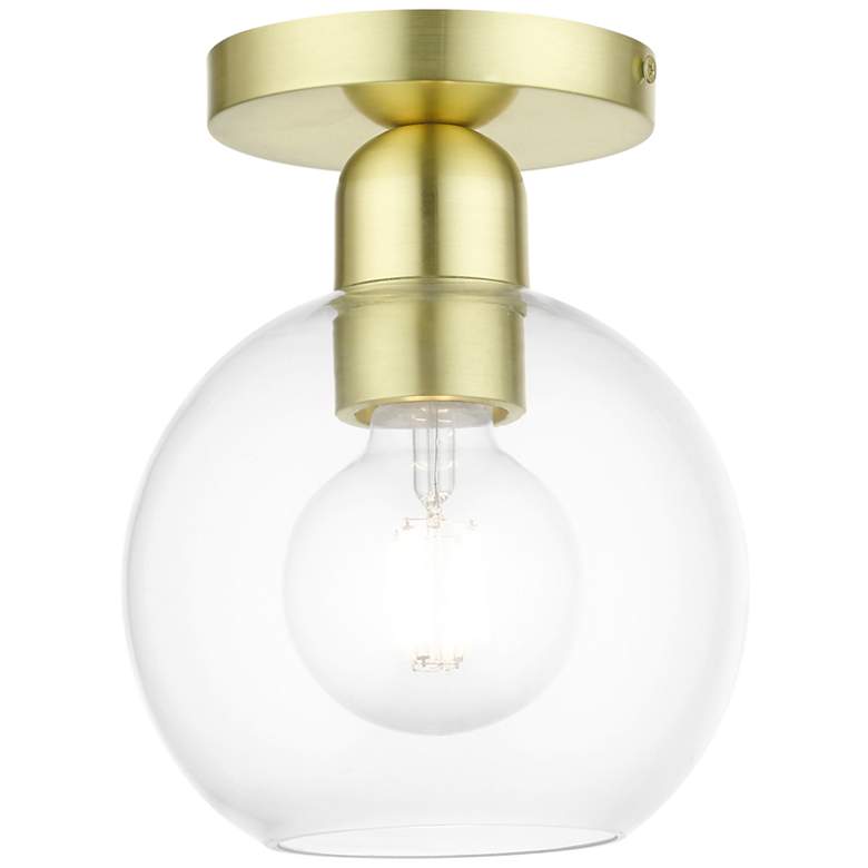 Image 1 Downtown 1 Light Satin Brass Sphere Semi-Flush