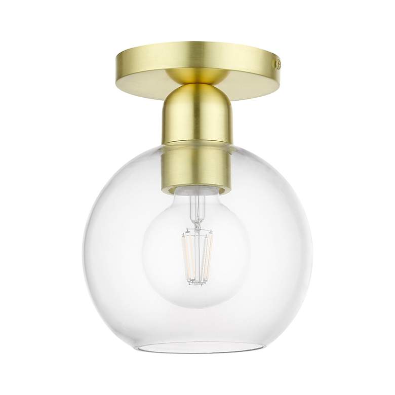 Image 3 Downtown 1 Light Satin Brass Sphere Semi-Flush more views