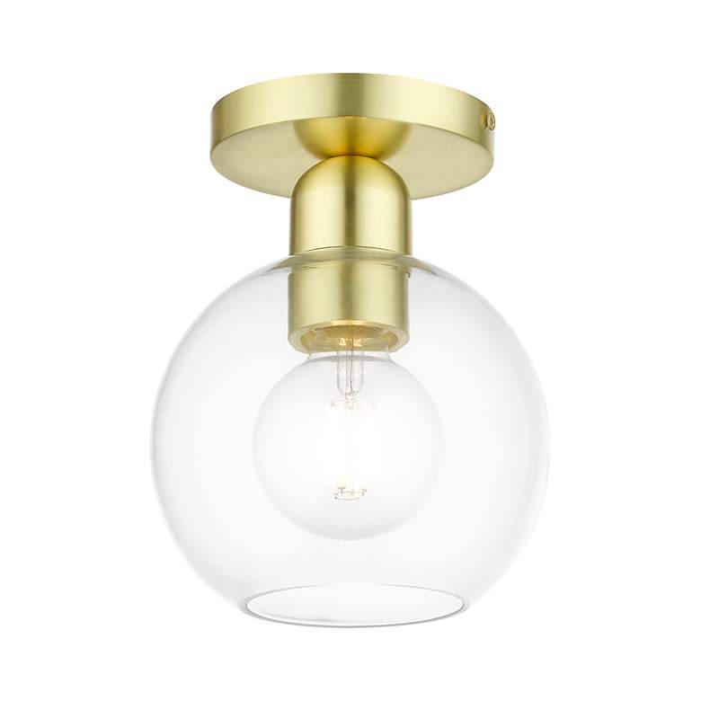 Image 4 Downtown 1 Light Satin Brass Sphere Semi-Flush more views