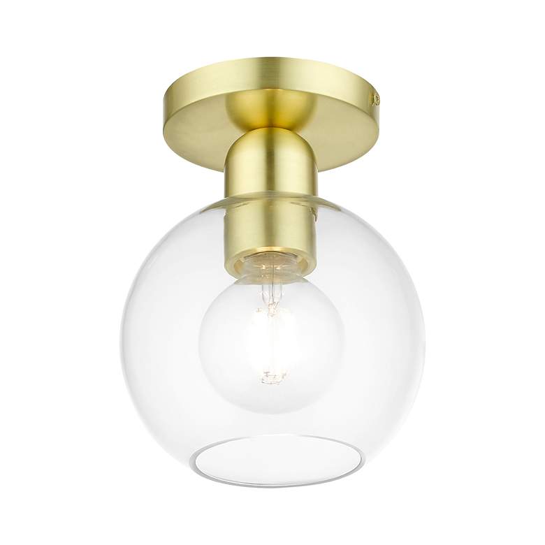 Image 5 Downtown 1 Light Satin Brass Sphere Semi-Flush more views