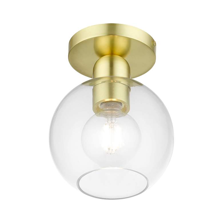 Image 6 Downtown 1 Light Satin Brass Sphere Semi-Flush more views