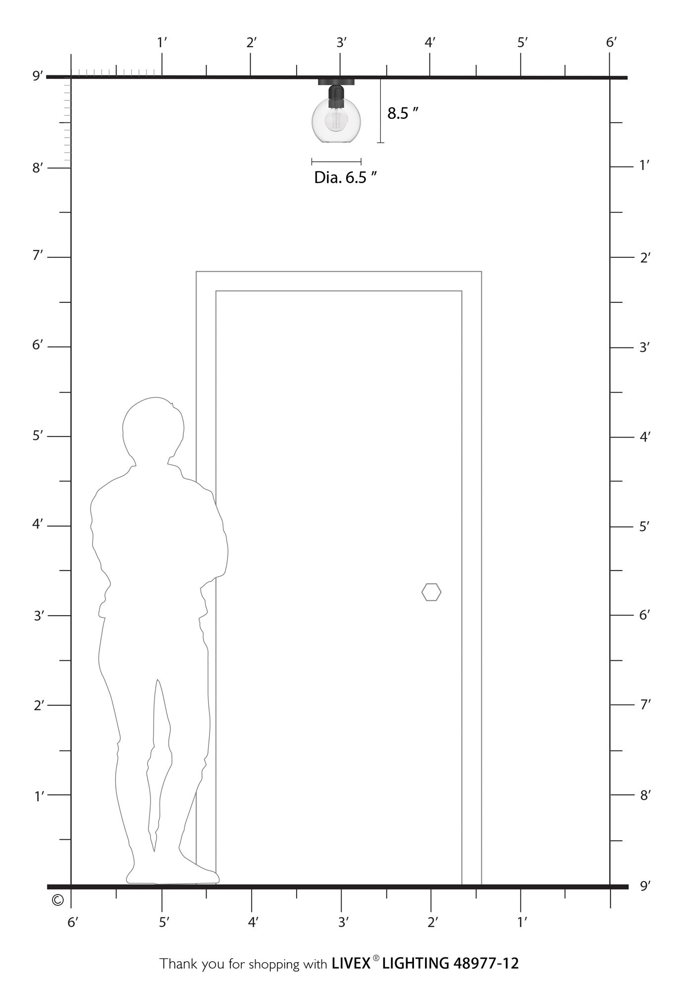 Downtown 1 Light Satin Brass Sphere Semi-Flush