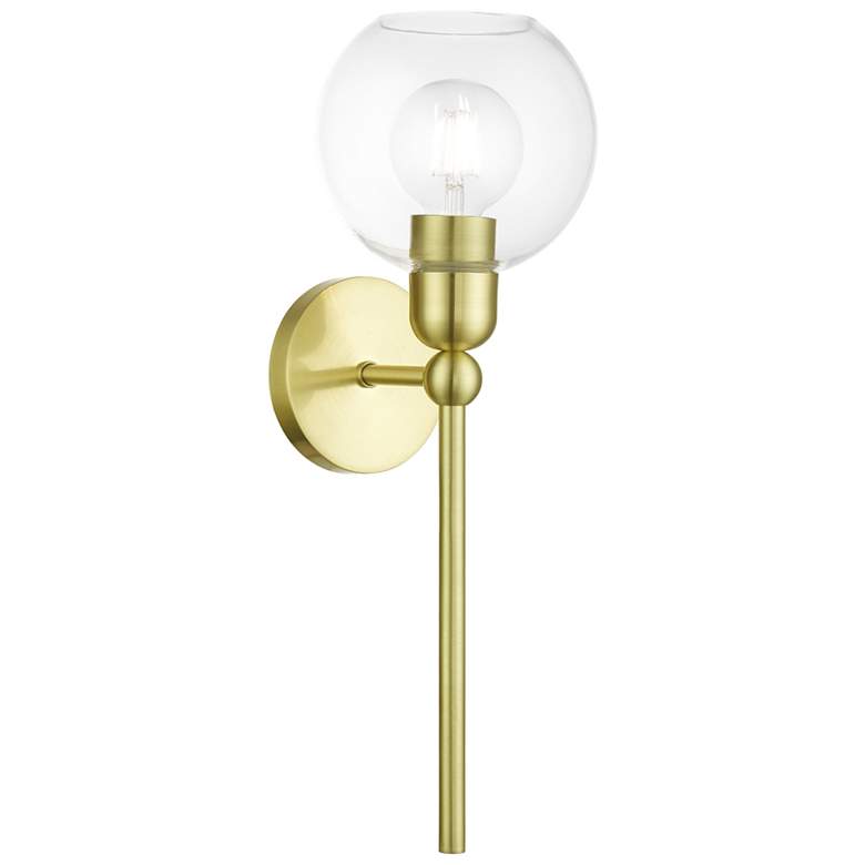 Image 1 Downtown 1 Light Satin Brass Sphere Single Sconce