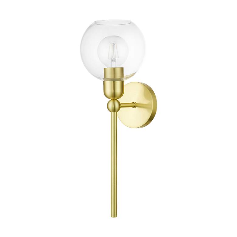 Image 3 Downtown 1 Light Satin Brass Sphere Single Sconce more views