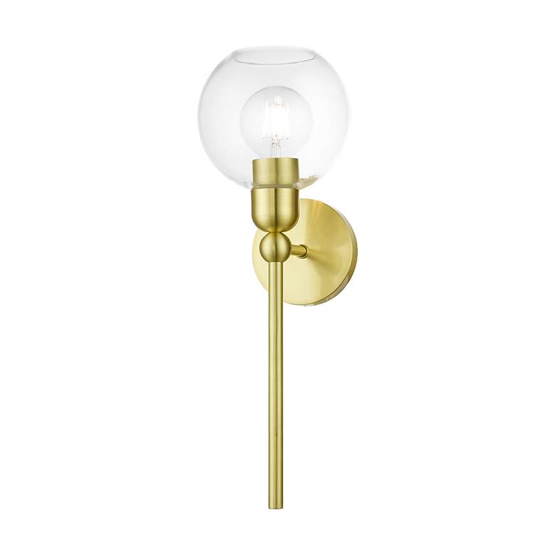 Image 5 Downtown 1 Light Satin Brass Sphere Single Sconce more views