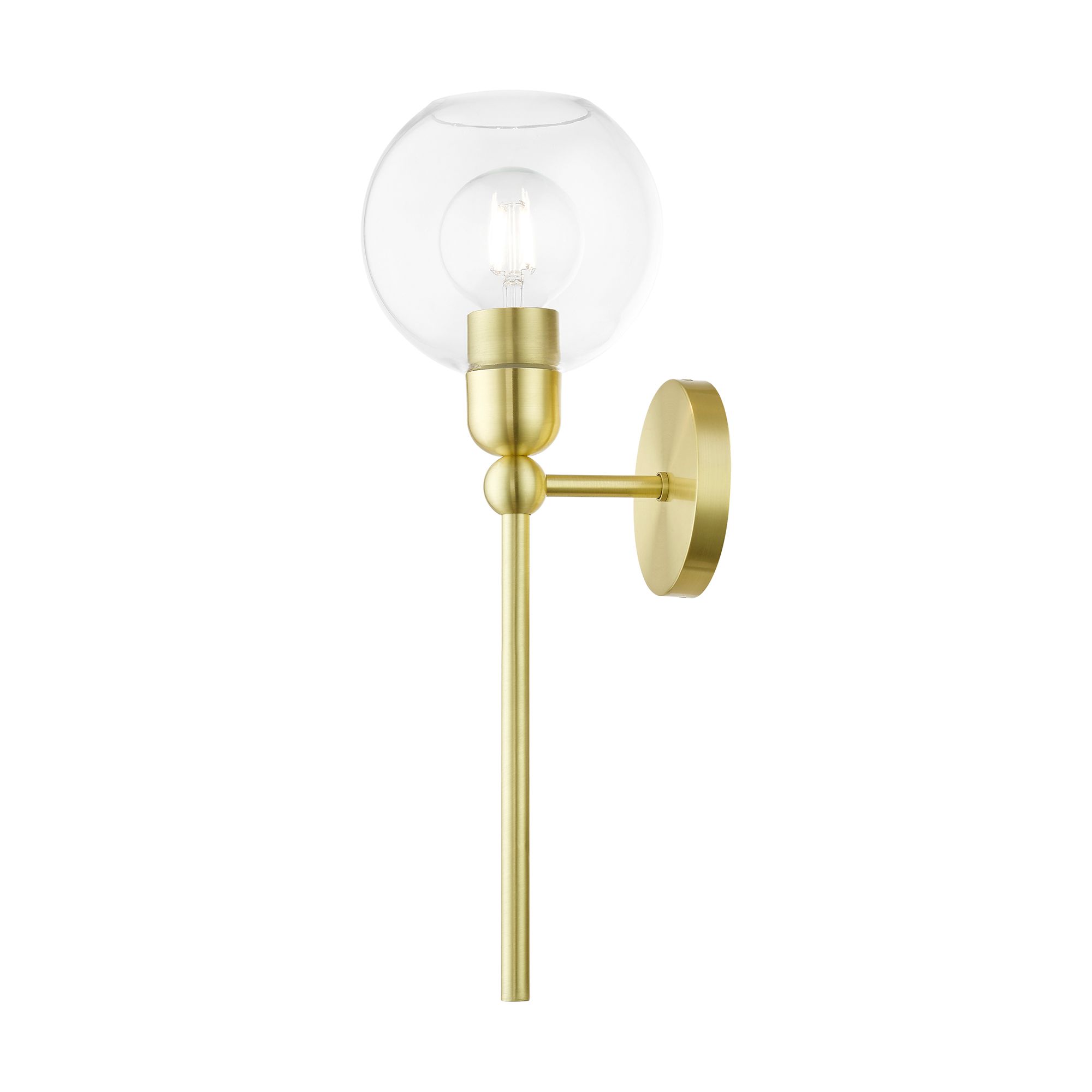 Downtown 1 Light Satin Brass Sphere Single Sconce
