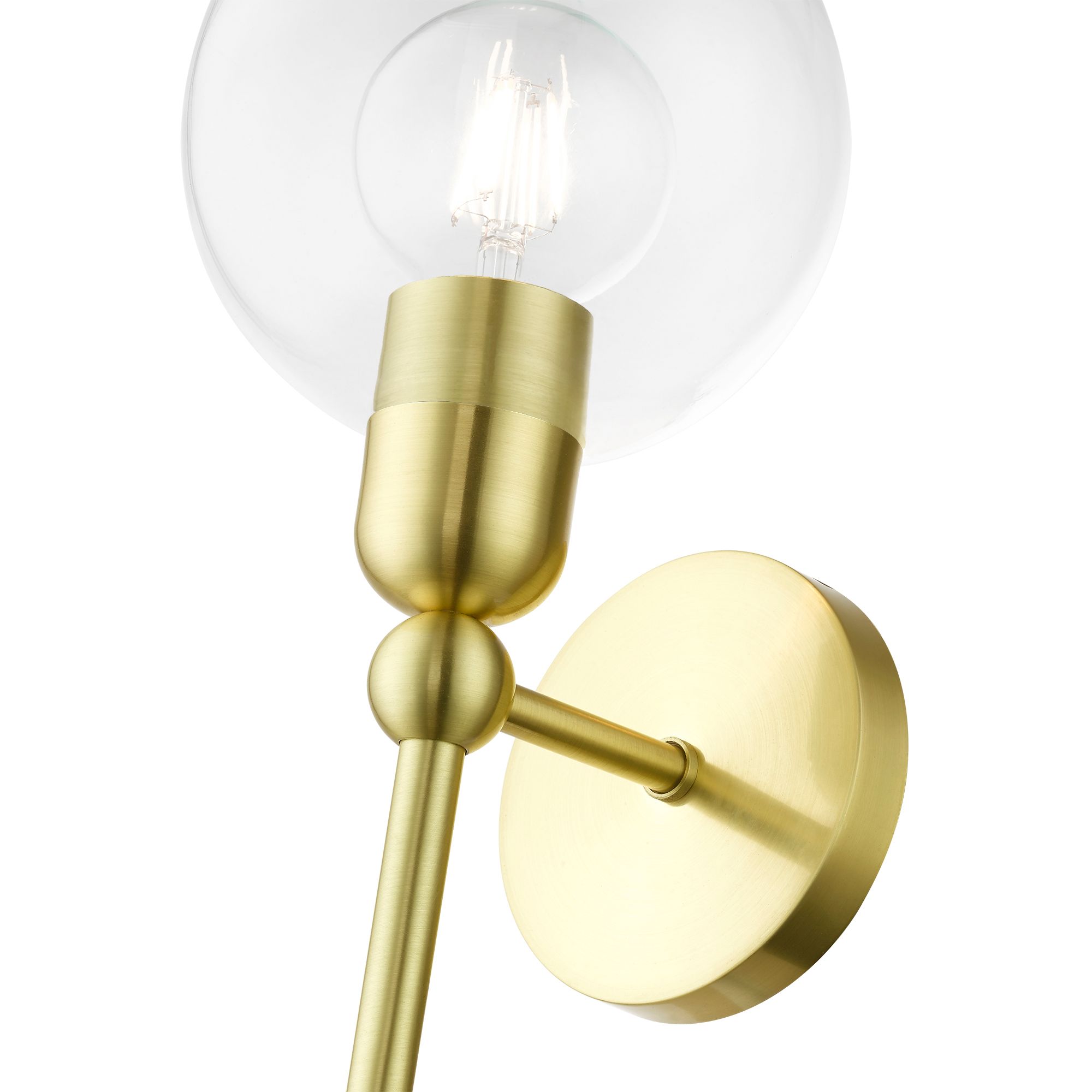 Downtown 1 Light Satin Brass Sphere Single Sconce