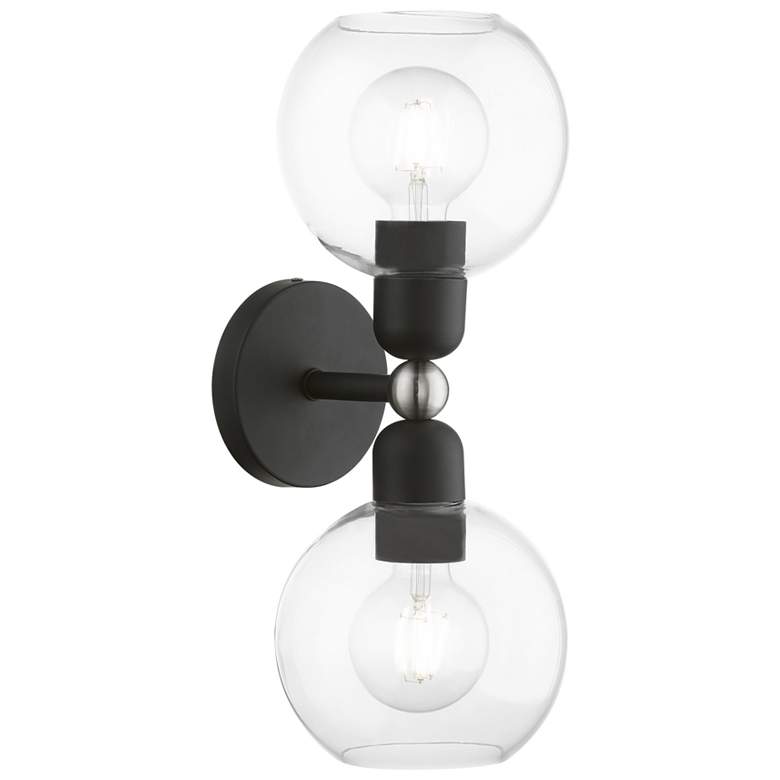 Image 1 Downtown 2 Light Black with Brushed Nickel Accents Sphere Vanity Sconce