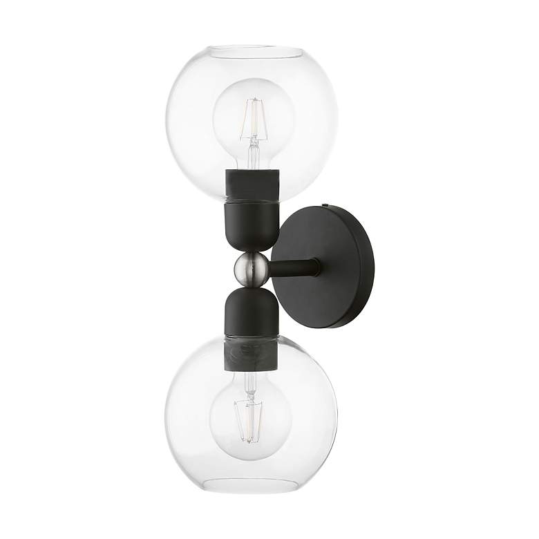 Image 3 Downtown 2 Light Black with Brushed Nickel Accents Sphere Vanity Sconce more views