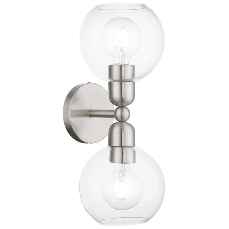 Image 1 Downtown 2 Light Brushed Nickel Sphere Vanity Sconce