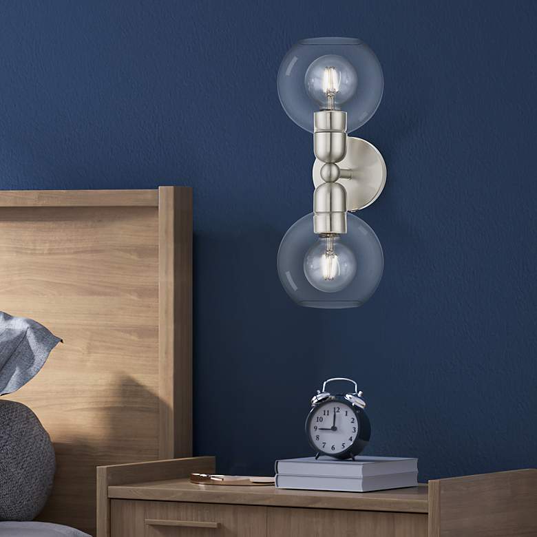 Image 1 Downtown 2 Light Brushed Nickel Sphere Vanity Sconce