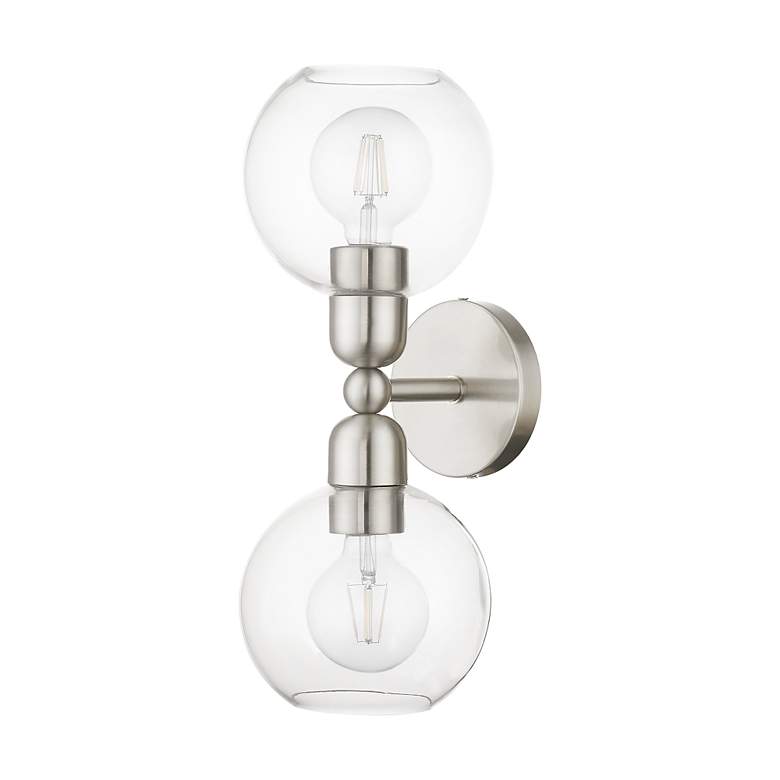 Image 3 Downtown 2 Light Brushed Nickel Sphere Vanity Sconce more views