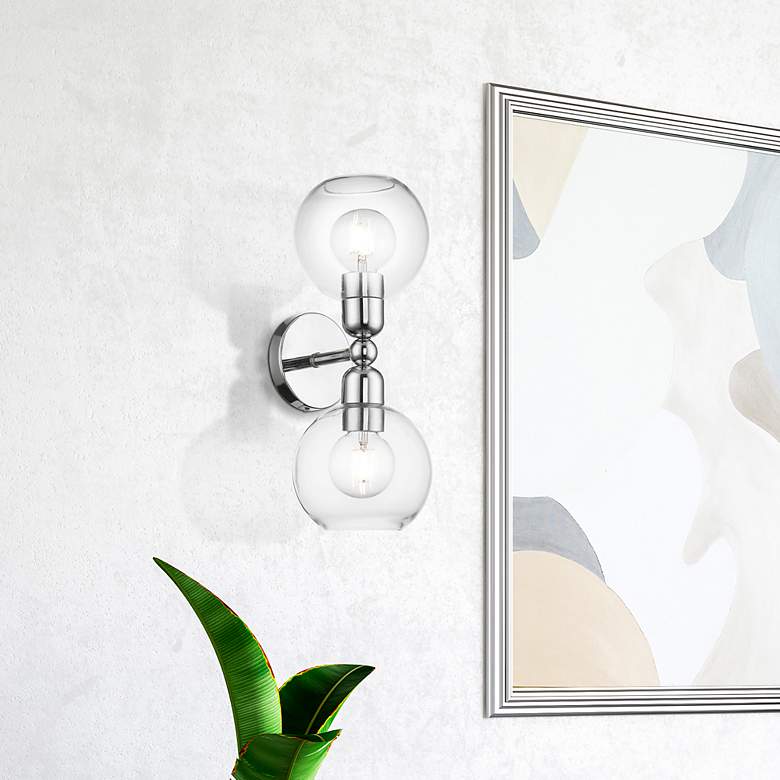 Image 1 Downtown 2 Light Polished Chrome Sphere Vanity Sconce